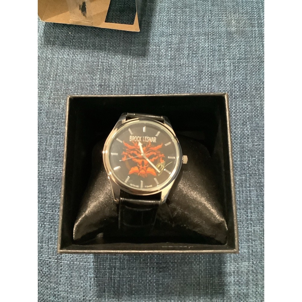 WWE Brock Lesnar Watch Men's Size Black Leather Band Game Time New